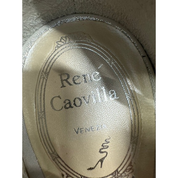 Rene Caovilla Jeweled Cinderella Open Toe Leather Pumps White Womens Size 39.5 - Picture 14 of 16